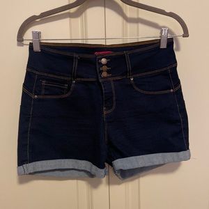 Dark wash high waisted jean short shorts